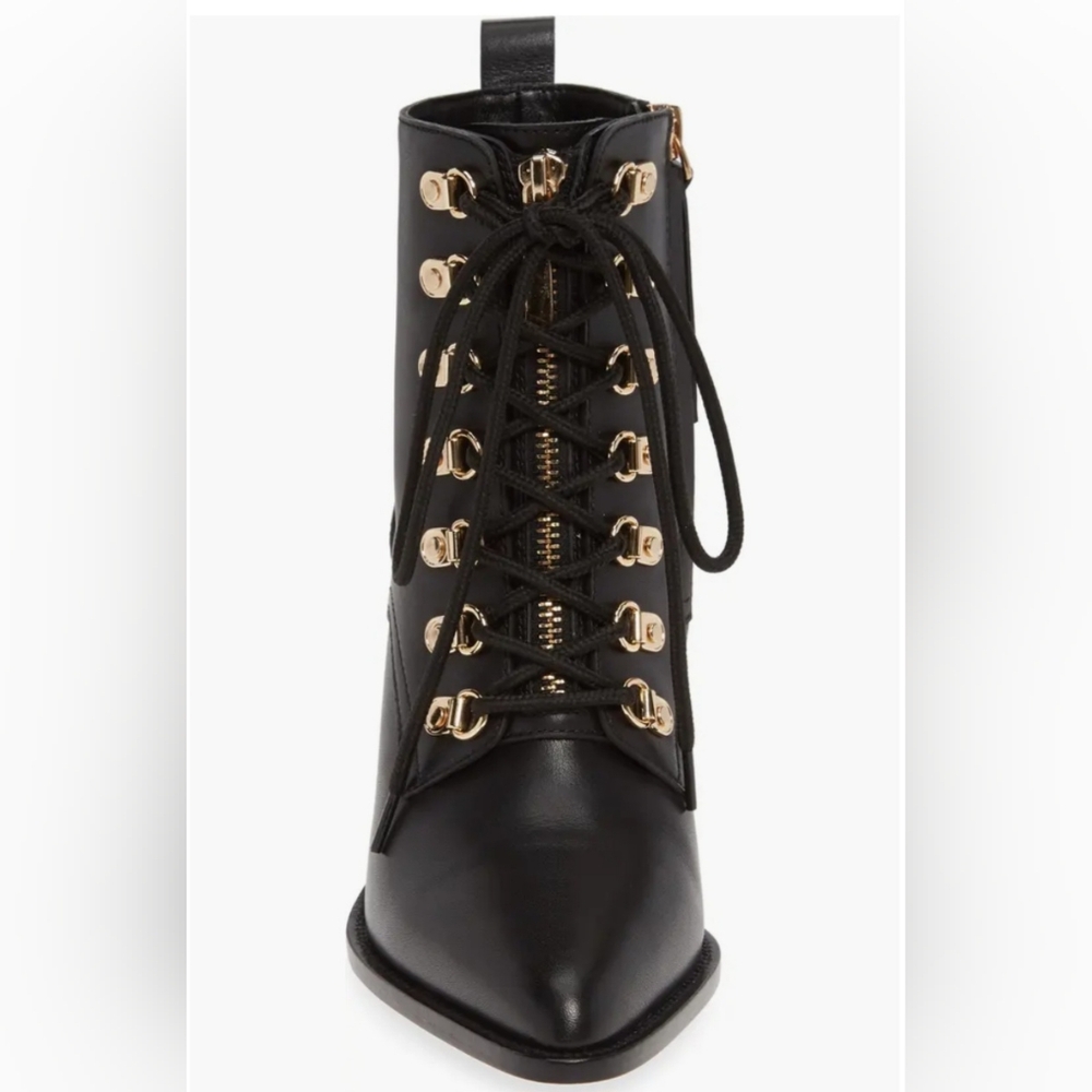PAIGE Callie Corset Bootie in Black leather /gold hardware size 5 - NWOT - Picture 3 of 15